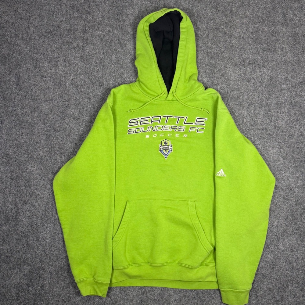 Adidas Seattle Sounders FC Hoodie Men Small Green Cotton Blend Fleece Pullover